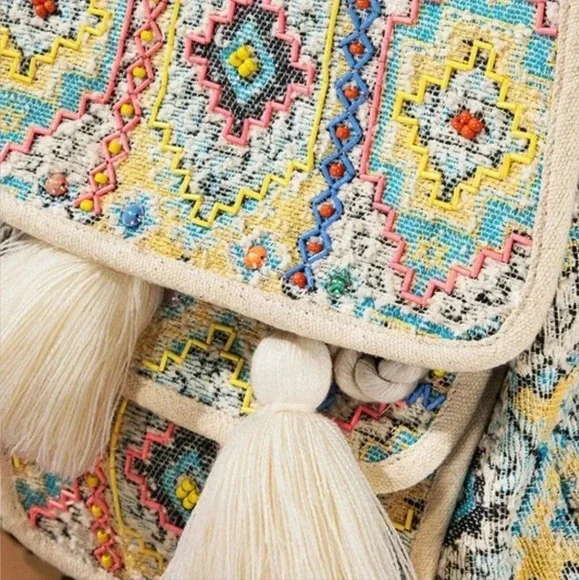 New! Boho Embroidered Jacquard Backpack - Picture 6 of 12